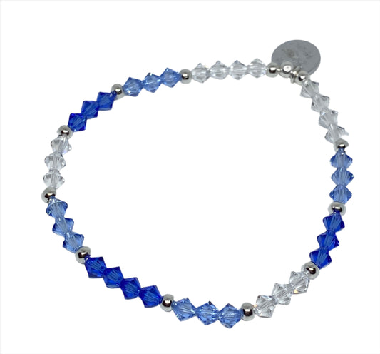 Swarovski Crystal Bead Stretch Beaded Bracelet in Sapphire Blue