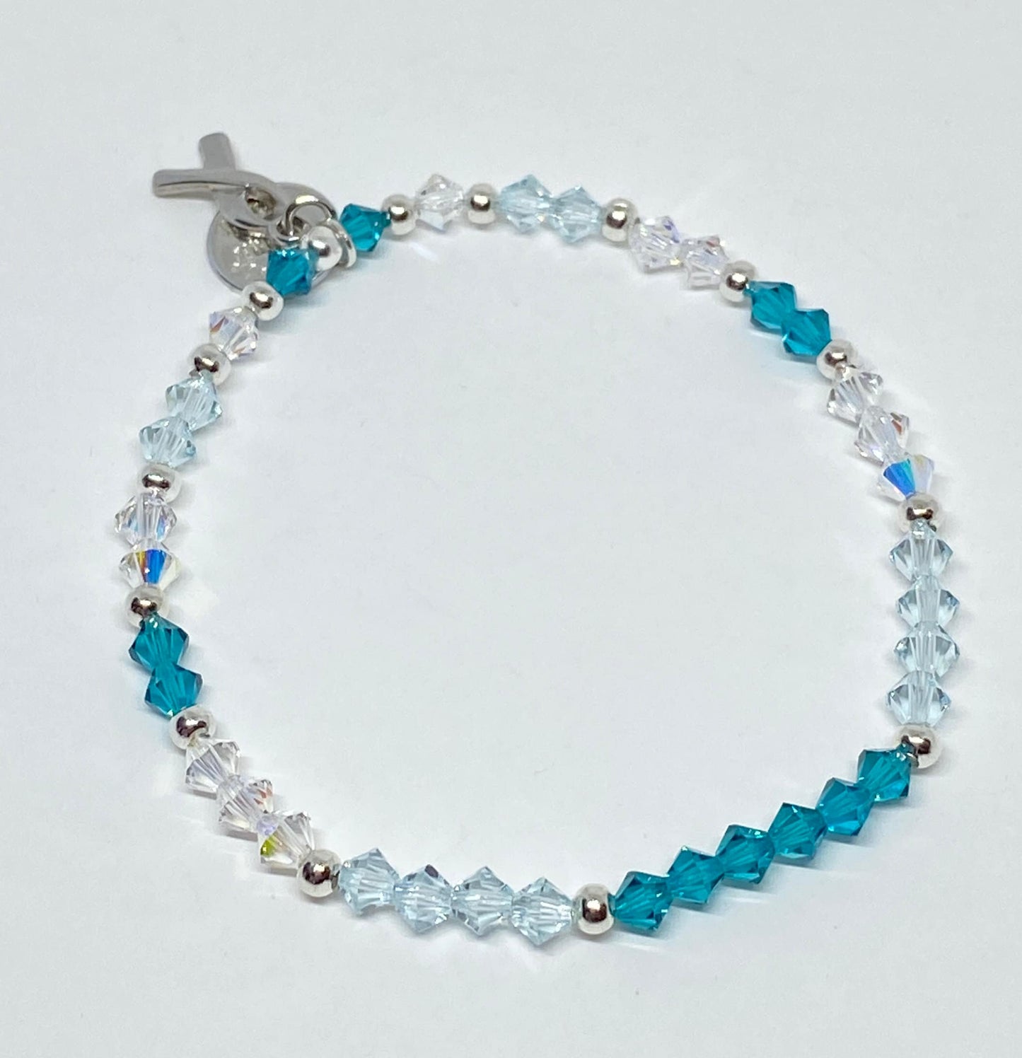 Swarovski Crystal Limited Edition Charity Beaded Bracelet in Treasured Teal for Ovarian Cancer Awareness