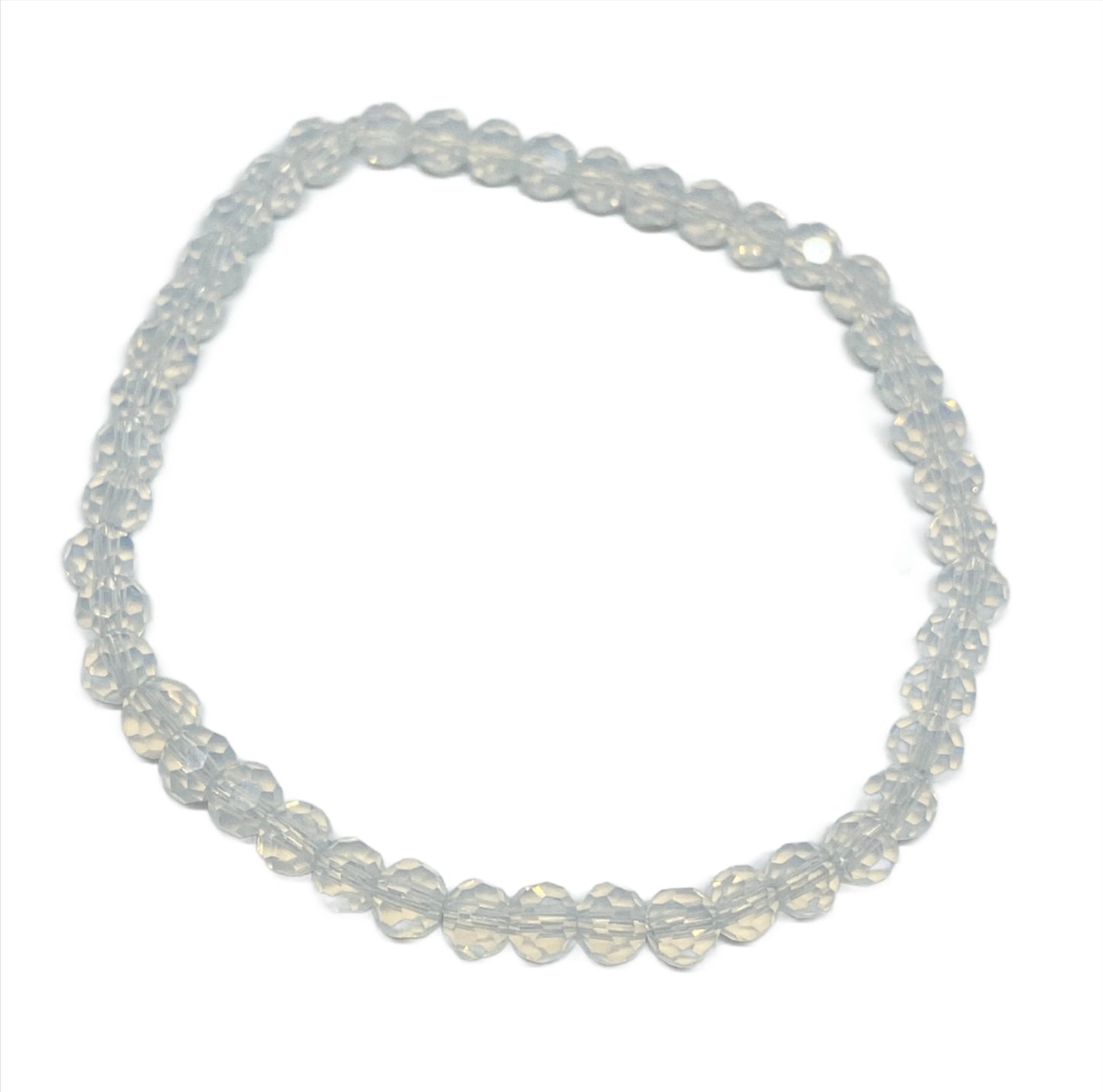 Faceted Glass Round Bead Beaded Stretch Accent Bracelet - Frosted