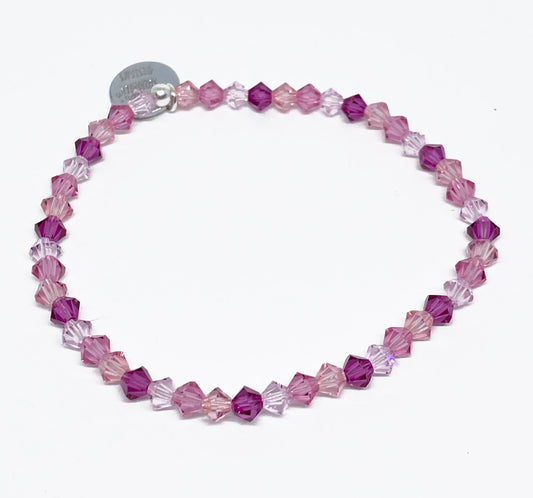 Swarovski Crystal Beaded Bracelet in Rose Crush - with Rosaline, Light Rose, and Rose Swarovski Crystals