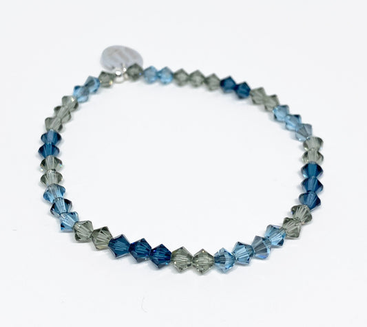 Swarovski Crystal Beaded Bracelet in Aquamarine Satin - with Montana Blue and Black Diamond Swarovski Crystals