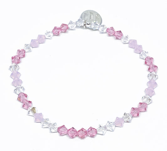 Swarovski Crystal Beaded Accent Bracelet in Pink Opal Moonlight - with Light Rose, Rose Water Opal, and Moonlight Swarovski Crystals