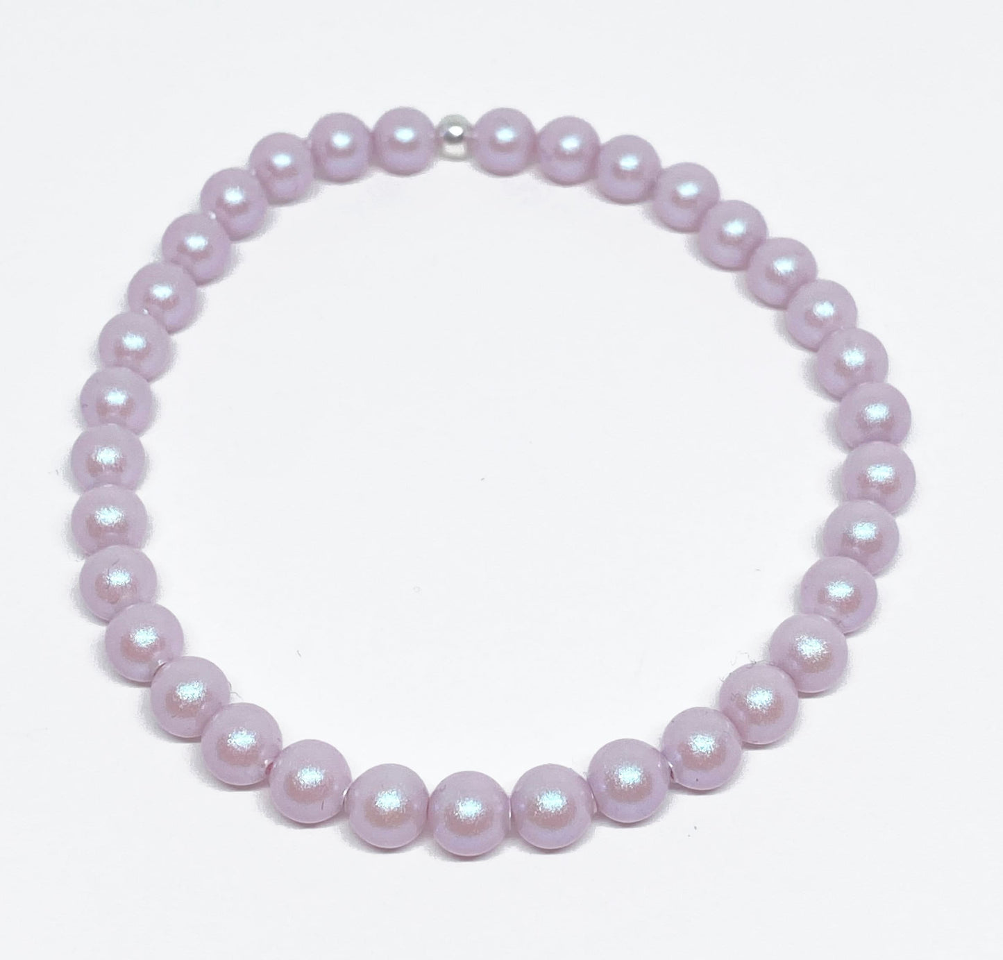 5mm Swarovski Pearl Accent Bead Bracelet in Iridescent Dreamy Rose Pink