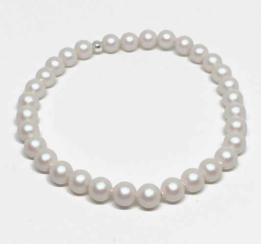 5mm Swarovski Pearl Accent Beaded Bracelet in Pearlescent White