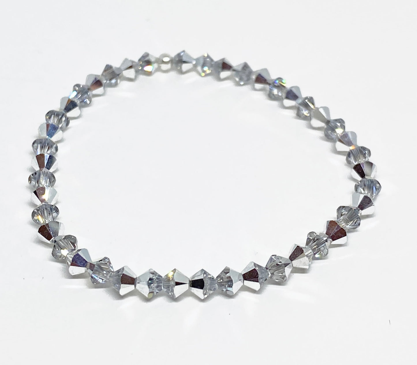 Swarovski Crystal Stretch Solid Accent Bracelet in Comet Argent