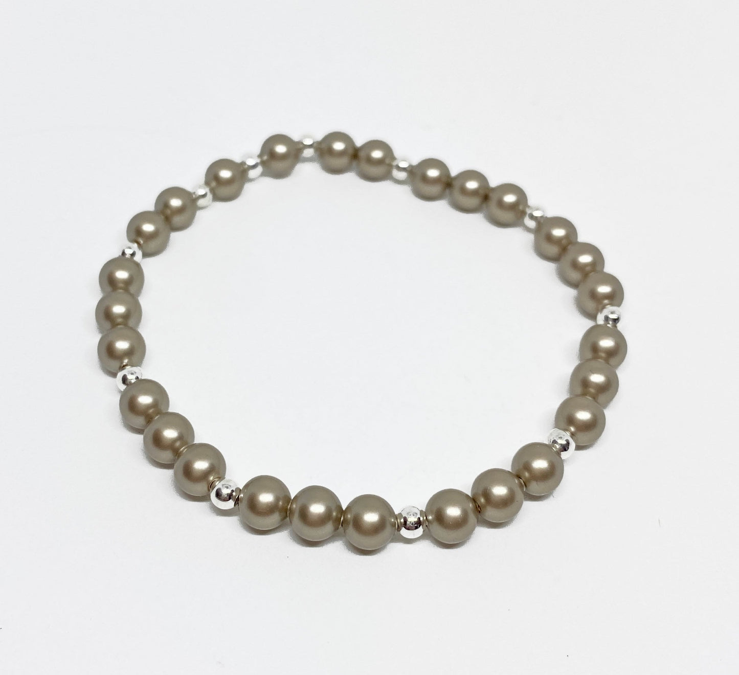 Swarovski Pearl Accent Bead Bracelet in Platinum with Silver Accents