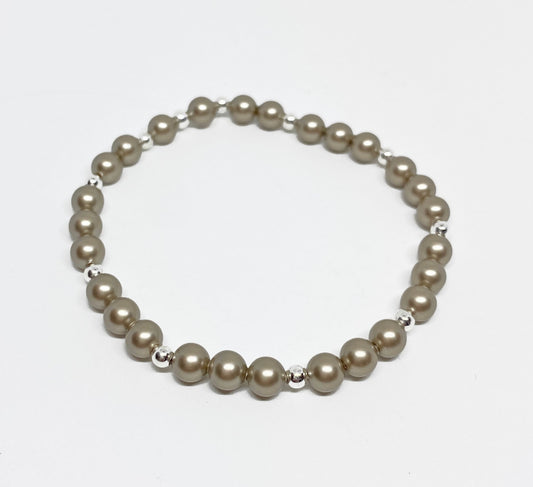 Swarovski Pearl Accent Bead Bracelet in Platinum with Silver Accents