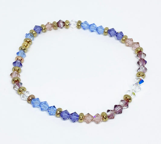 Swarovski Crystal Bracelet in Pastel Tones - featuring Tanzanite, Light Sapphire, Vintage Rose, and Lilac Shadow