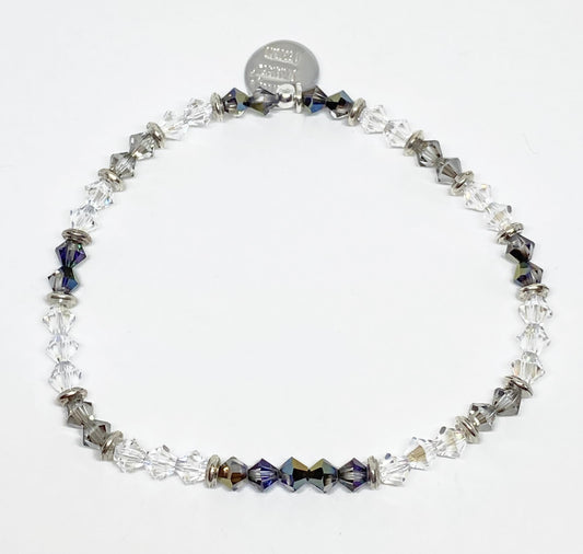 Swarovski Crystal Beaded Bracelet in Heliotrope - with Crystal Moonlight and Shadow Satin