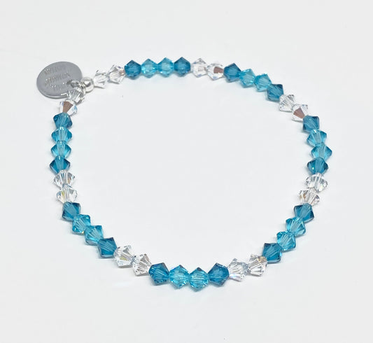 Swarovski Crystal Stretch Accent Bracelet in Aquamarine - with Indicolite, Aquamarine, and Crystal Shimmer Swarovski Crystals