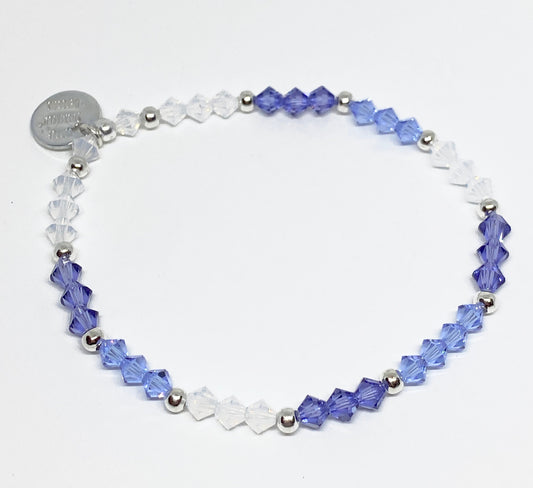 Swarovski Crystal Stretch Accent Bracelet in Alexandrite - with Tanzanite and White Opal Swarovski Crystals