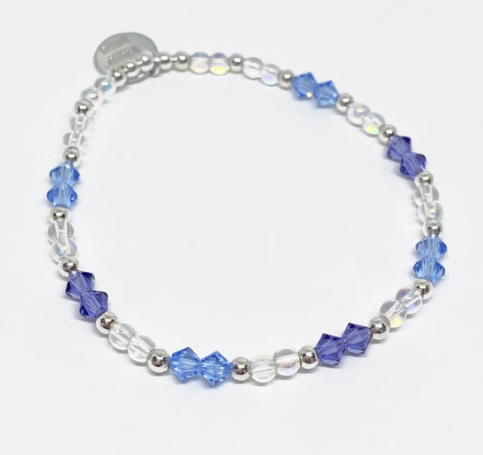 Swarovski Crystal, Crystal Bracelet in Blue Violet - with Tanzanite and Light Sapphire Swarovski Crystals