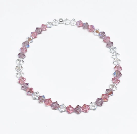 Swarovski Crystal Beaded Bracelet in Shimmer Pastel - with Light Rose Shimmer and Light Amethyst Shimmer