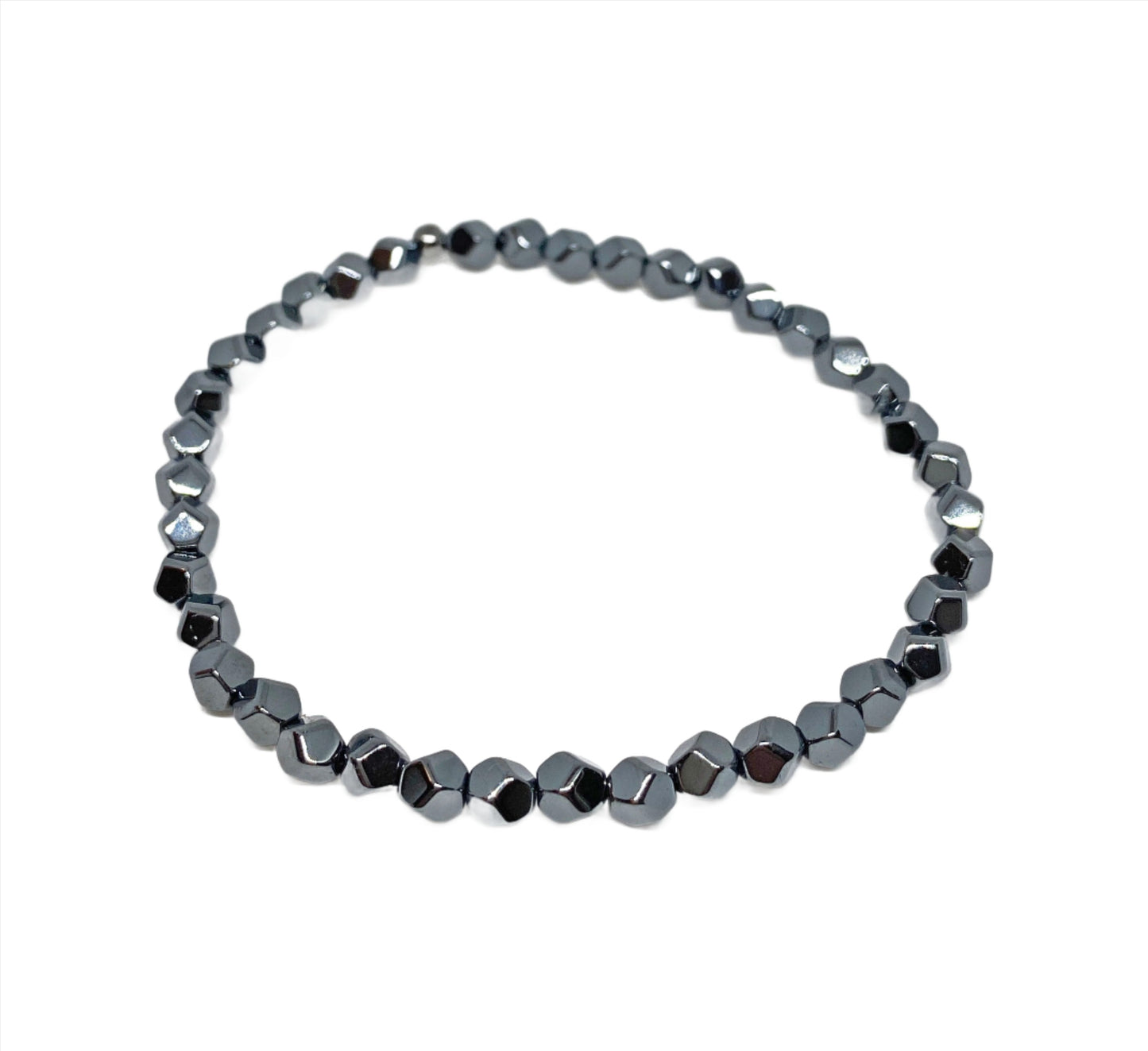 Dark Gray Hematite Nugget Beaded Bracelet