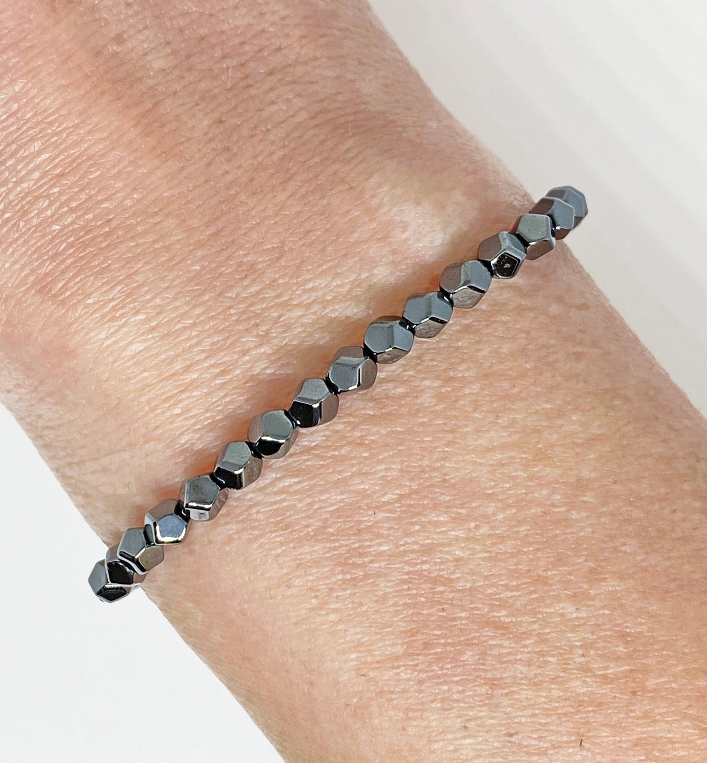 Dark Gray Hematite Nugget Beaded Bracelet