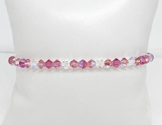 Swarovski Crystal Bracelet in Prettiest Pink - with Rose Shimmer, Light Rose Shimmer, and Crystal Shimmer Swarovski Crystals