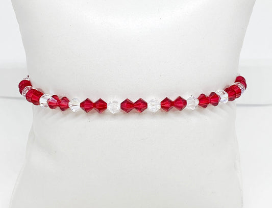 Swarovski Crystal Bracelet in Scarlet Kiss - with Scarlet and Crystal Moonlight Swarovski Crystals