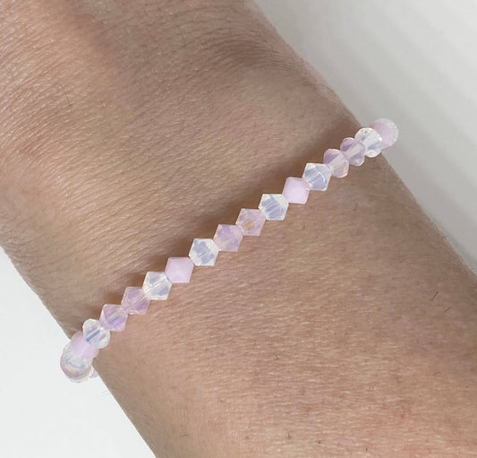 Swarovski Crystal Bracelet in Cupid's Crush - with Rose Water Opal Shimmer, White Opal, and Rose Alabaster Swarovski Crystals