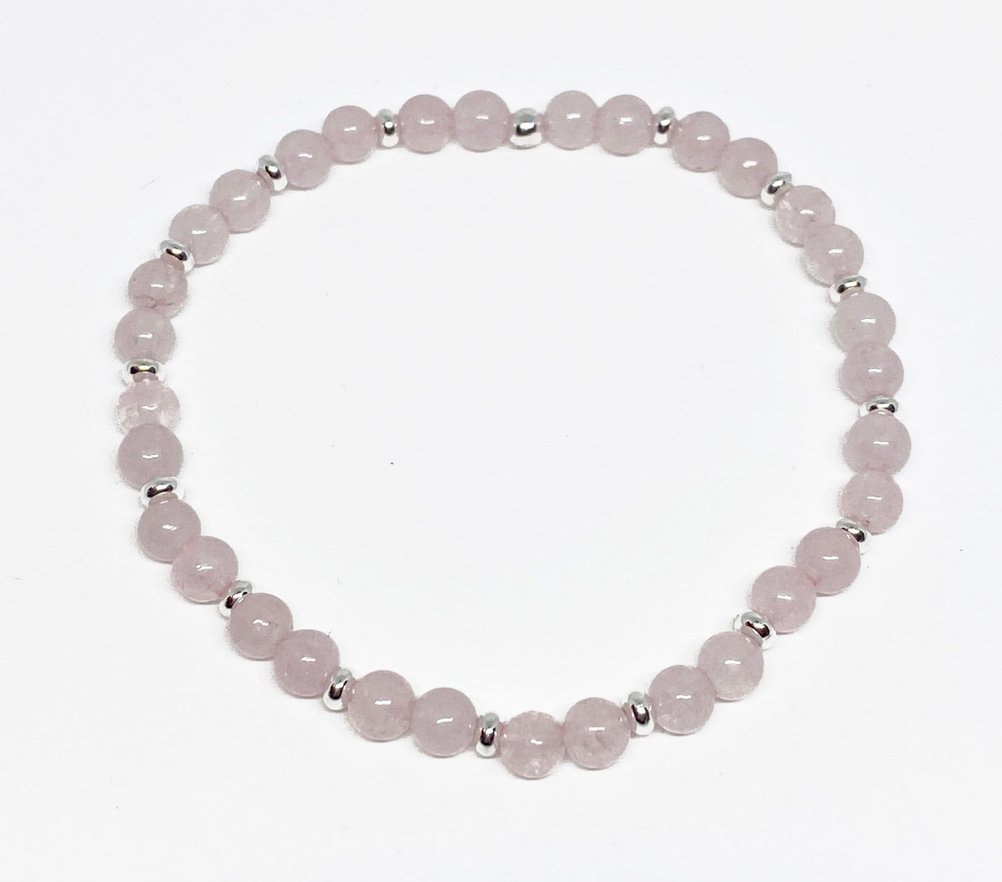 Rose Quartz Bracelet with Silver Accents