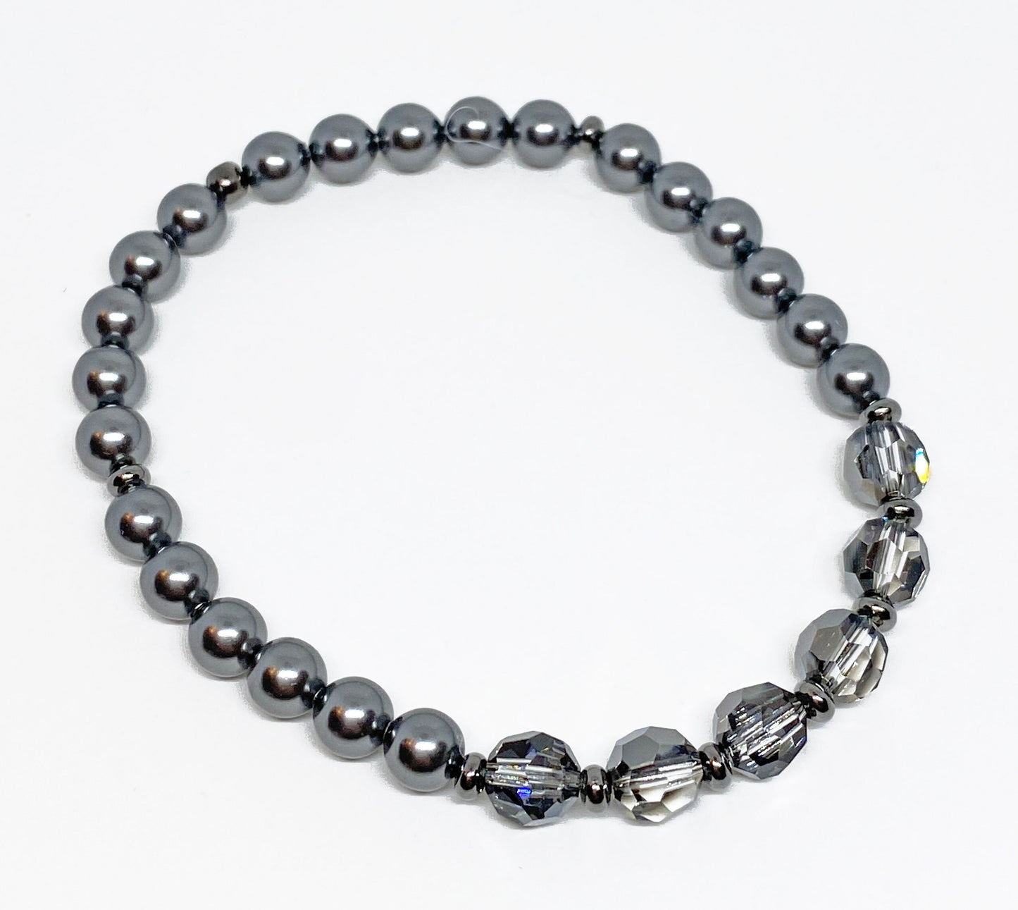 Swarovski Round Crystal and Pearl Bracelet in Silver Night