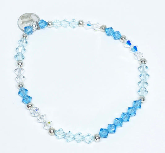 Swarovski Crystal Beaded Accent Bracelet in Aquamarine - with Light Azore and Crystal AB Swarovski Crystals