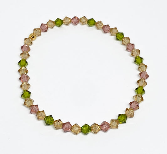 Swarovski Crystal Stretch Accent Bracelet in Dusty Rose - with Topaz and Olive Swarovski Crystals