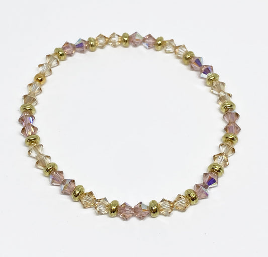 Swarovski Crystal Stretch Accent Bracelet in Vintage Rose AB and Gold