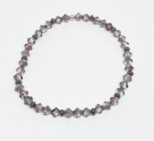 Swarovski Crystal Stretch Accent Bracelet in Lilac Satin