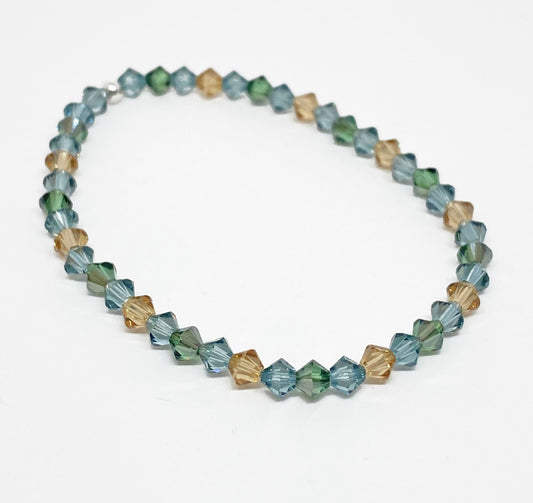 Swarovski Crystal Stretch Accent Bracelet in Dusk - with Erinite, Sapphire, and Topaz Swarovski Crystals