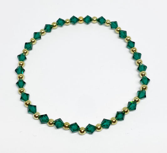 Swarovski Crystal Stretch Accent Bracelet in Emerald and Gold