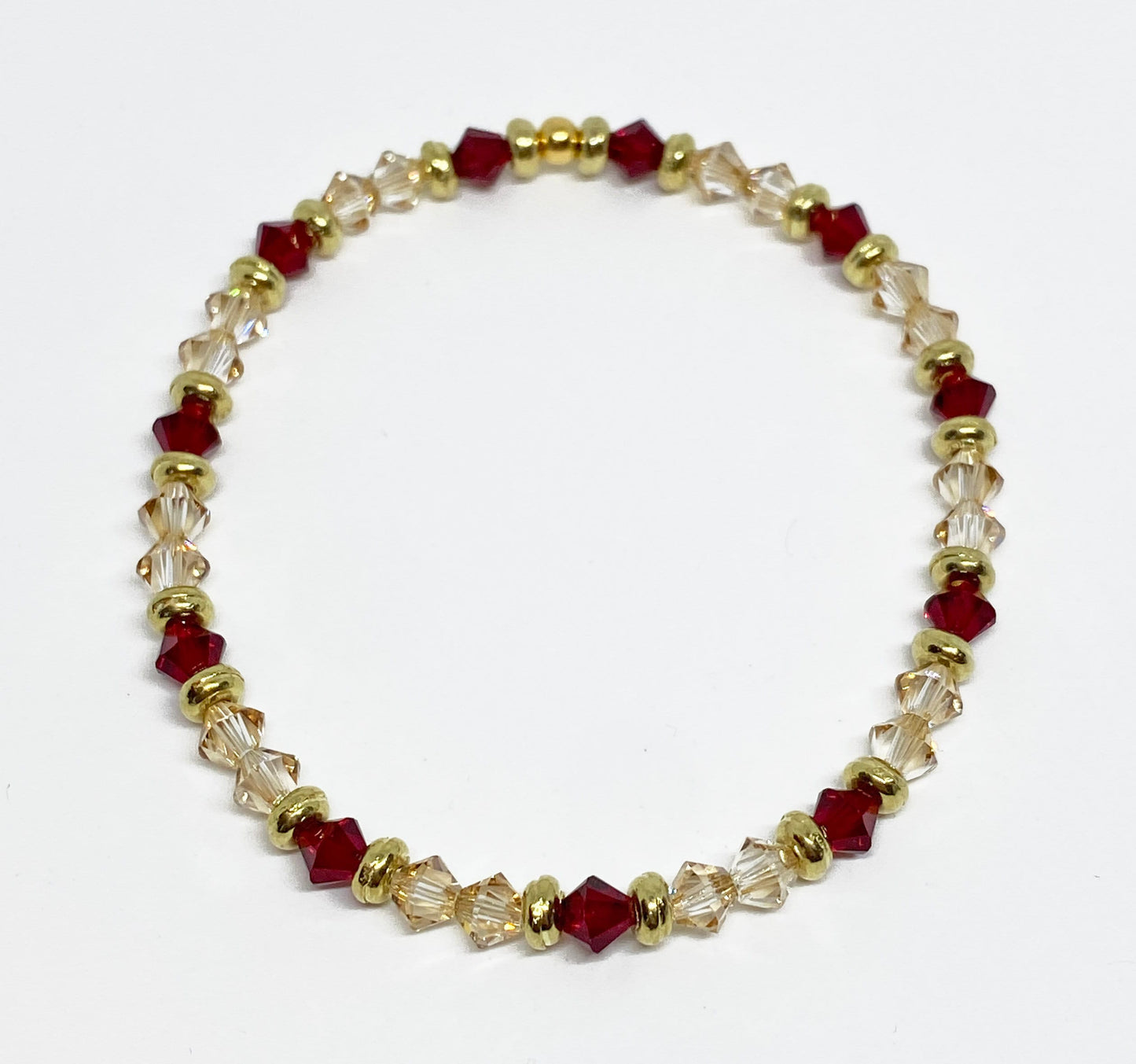 Swarovski Crystal Stretch Accent Bracelet in Scarlet and Gold