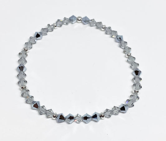 Swarovski Crystal Stretch Holiday Accent Bracelet in Silver and Gray