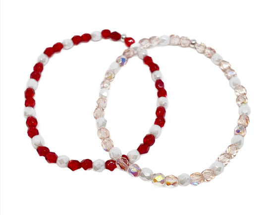 Crystal Glass Accent Bracelet in Red or Pink