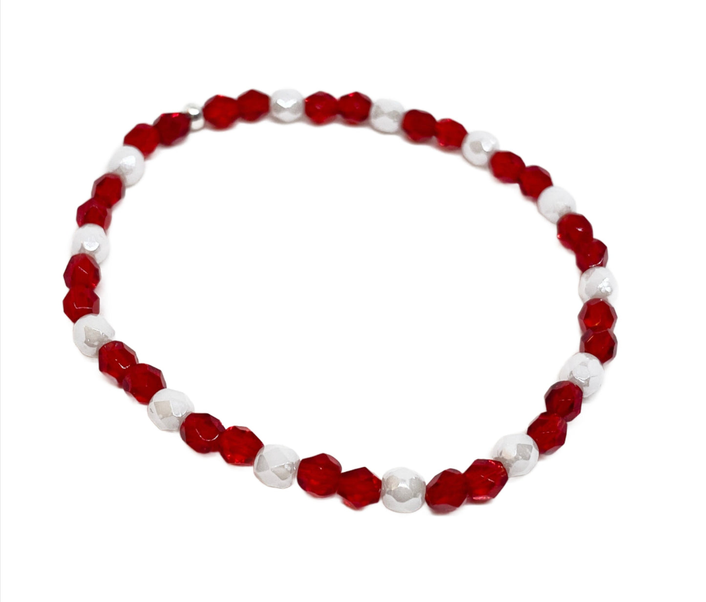 Crystal Glass Accent Bracelet in Red or Pink