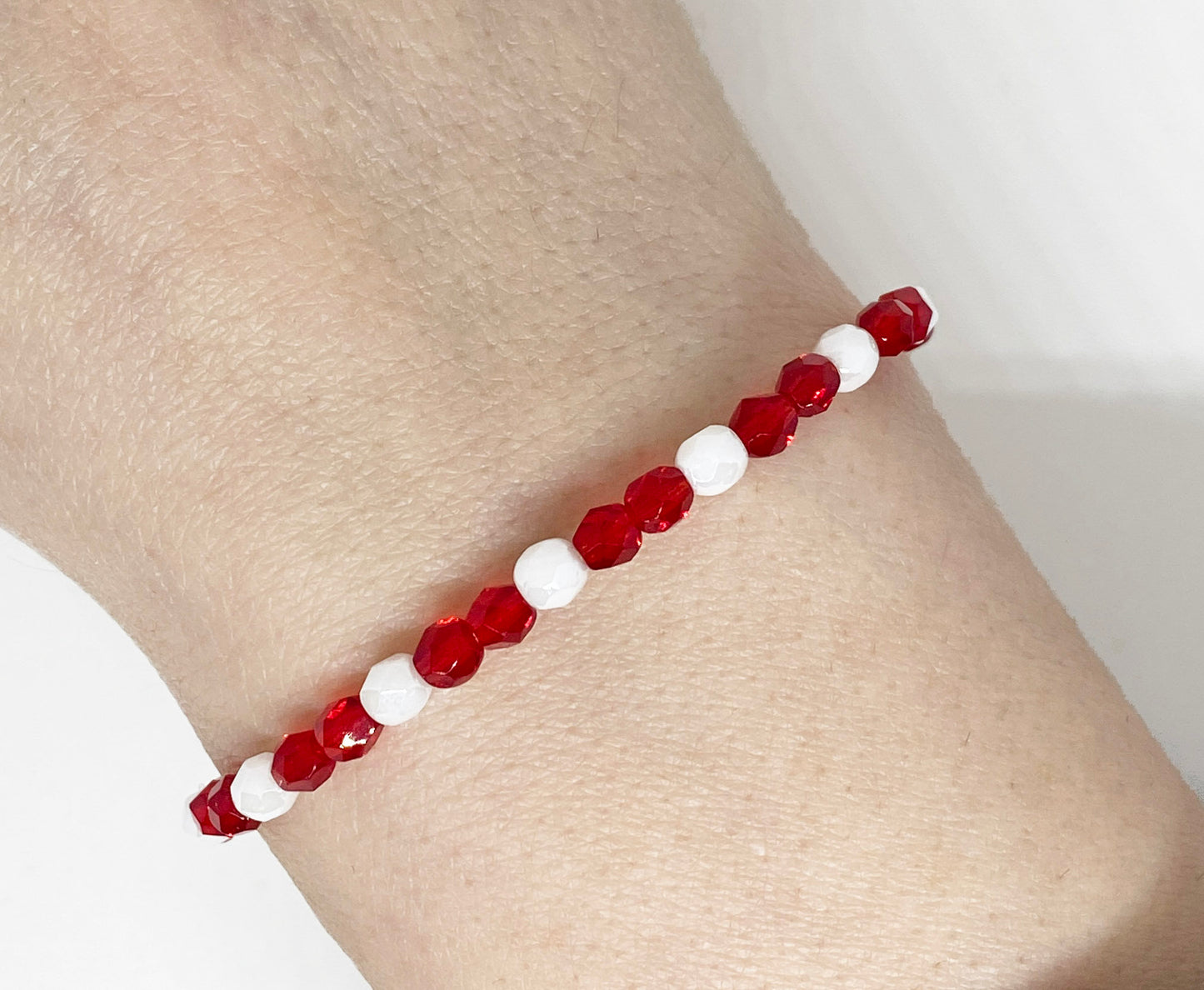 Crystal Glass Accent Bracelet in Red or Pink