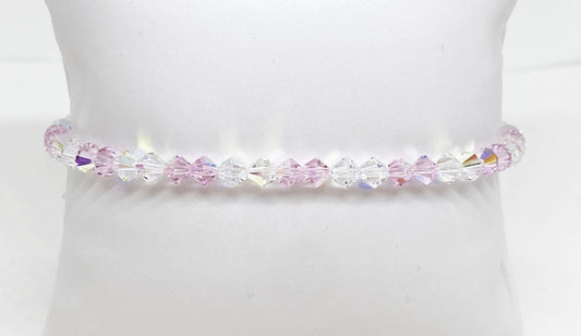 Swarovski Crystal Bracelet in Romance - with Rosaline Aurora Borealis and Crystal AB Swarovski Crystals