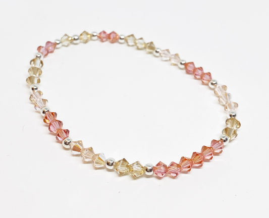 Swarovski Crystal Accent Bracelet in Rose Champagne - with Silk and Golden Shadow Swarovski Crystals