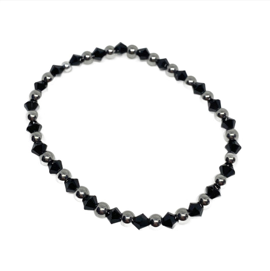 Swarovski Crystal Accent Bracelet in Black and Rhodium Silver