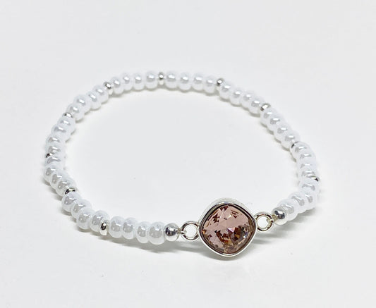 Swarovski Crystal Cushion Bracelet in Vintage Rose Shade