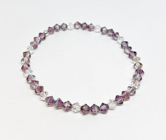 Swarovski Crystal Accent Bracelet in Moonlight Lilac - with Lilac and Clear Swarovski Crystals