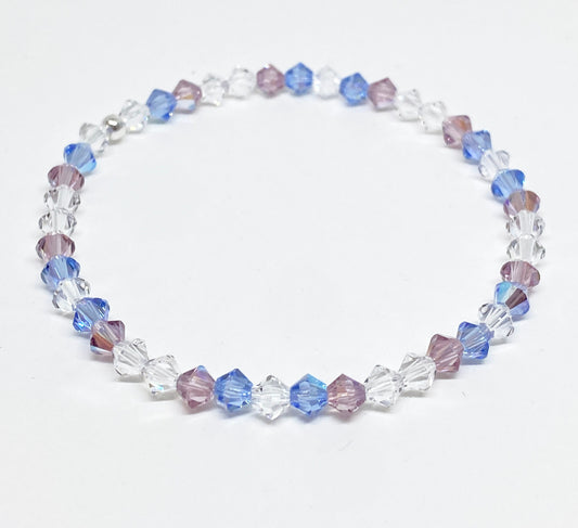 Swarovski Crystal Stretch Accent Bracelet in Bluebell - with Light Amethyst Shimmer Swarovski Crystals