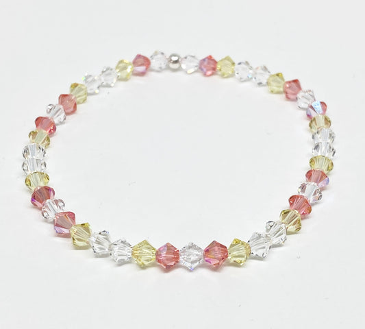 Swarovski Crystal Stretch Accent Bracelet in Peach Bellini - with Rose Peach, Yellow and Clear Swarovski Crystals