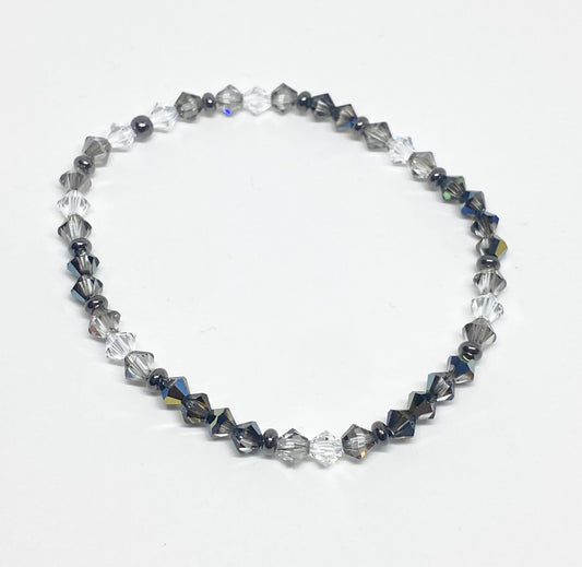 Swarovski Crystal Stretch Accent Bracelet in Carbon Gray - with Tabac, Crystal Satin, and Clear Swarovski Crystals