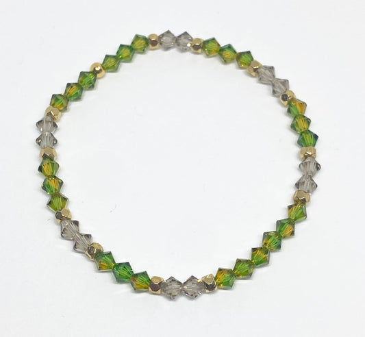 Swarovski Crystal Stretch Accent Bracelet in Green Tea - with Fern Green and Topaz Swarovski Crystals