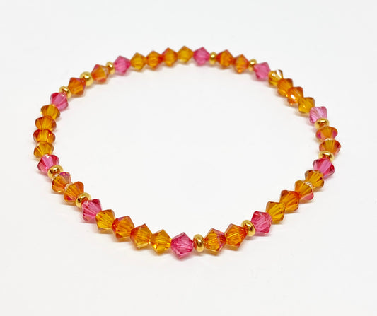 Swarovski Crystal Stretch Accent Bracelet in Sunset - with Astral Pink, Indian Pink, and Topaz Swarovski Crystals