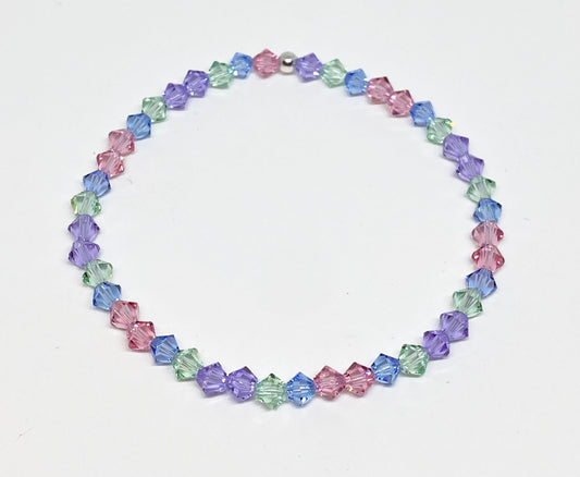 Swarovski Crystal Stretch Accent Bracelet in Watercolor - with Light Rose, Light Sapphire, and Violet Swarovski Crystals