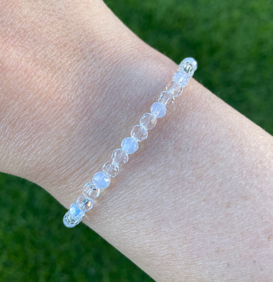 Round Glass Faceted Crystal Bracelet in Crystal Opal