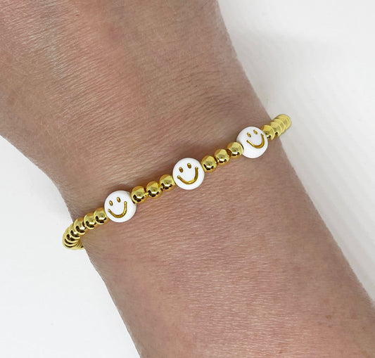 Dainty 18k Gold Filled Smiley Bead Bracelet