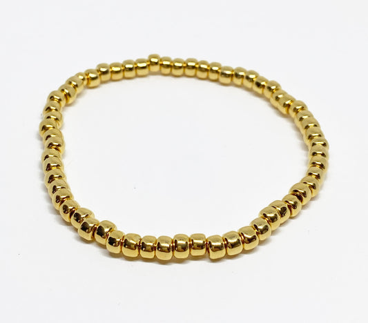 Dainty 24k Gold Colored Glass Seed Bead Bracelet