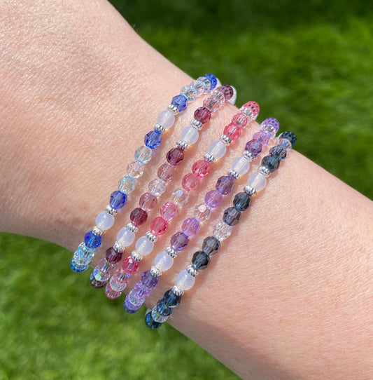 Swarovski Crystal 'Moonlight Collection' Round Beaded Accent Bracelets - 5 Color Options